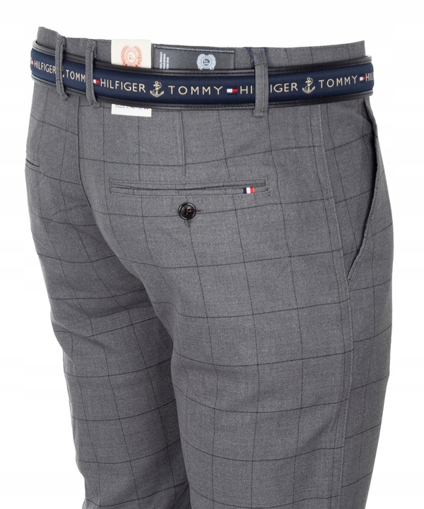 Szare spodnie męskie Materiałowe Proste Bawełniane 86-88cm W33