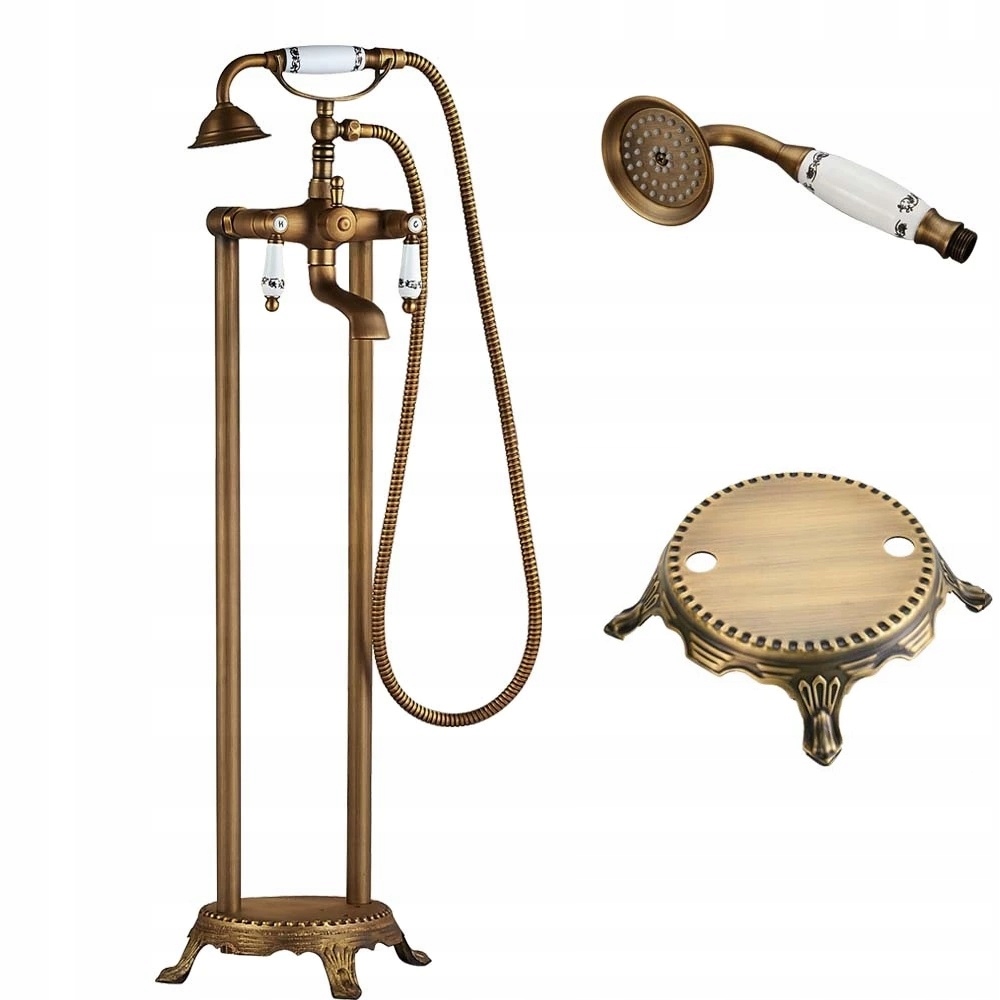 Bateria wannowa wolnostojąca Old Retro Mosiądz