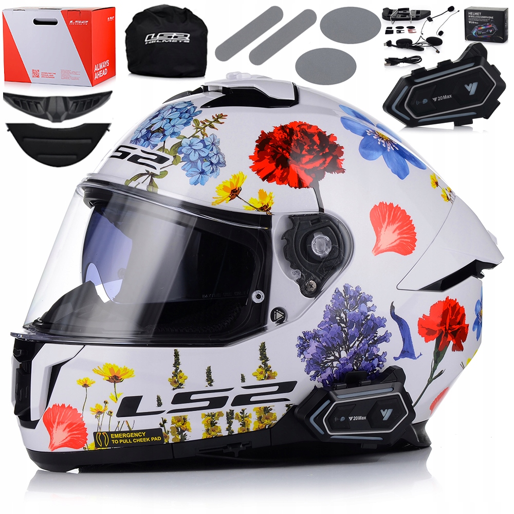 Motocyklová Prilba LS2 FF808 Stream II Flowers Dámska Blenda Interkom