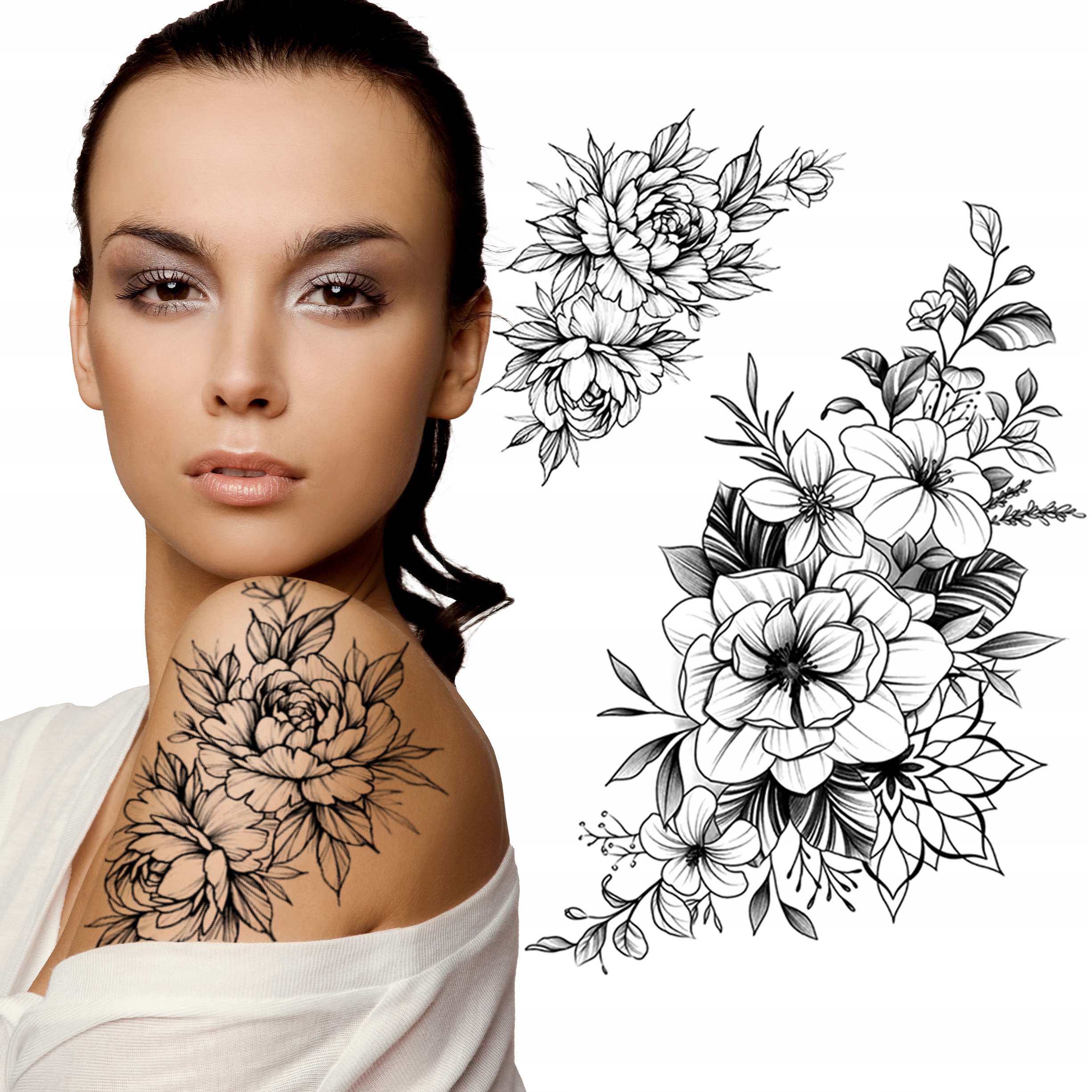 TATUAŻ TYMCZASOWY WODNY 21x15 KWIATY RÓŻA