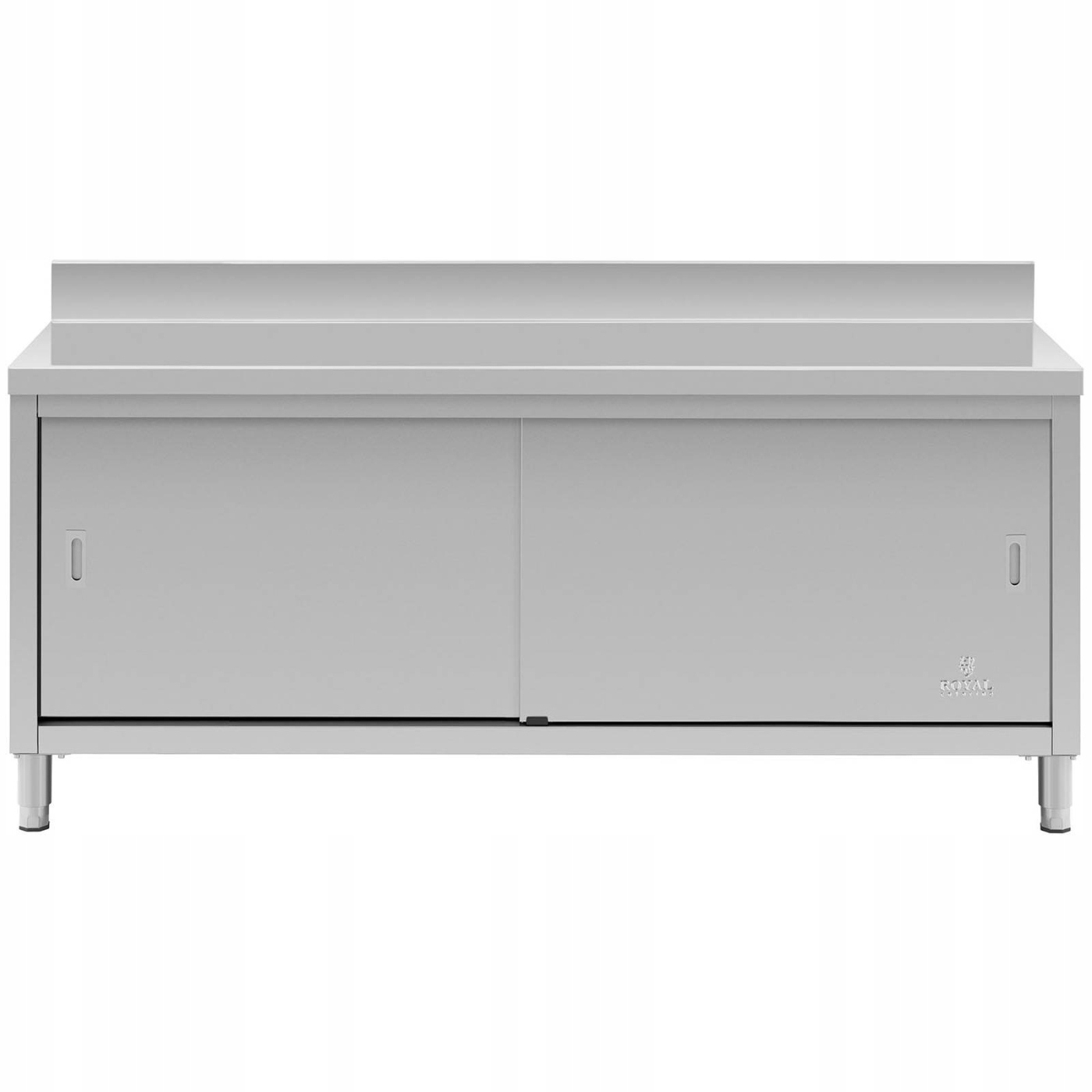 STÓŁ NIERDZEWNY Z SZAFKĄ BLAT ROBOCZY PRZYŚCIENNY Cechy dodatkowe z rantem z szafką z regulowanymi nóżkami