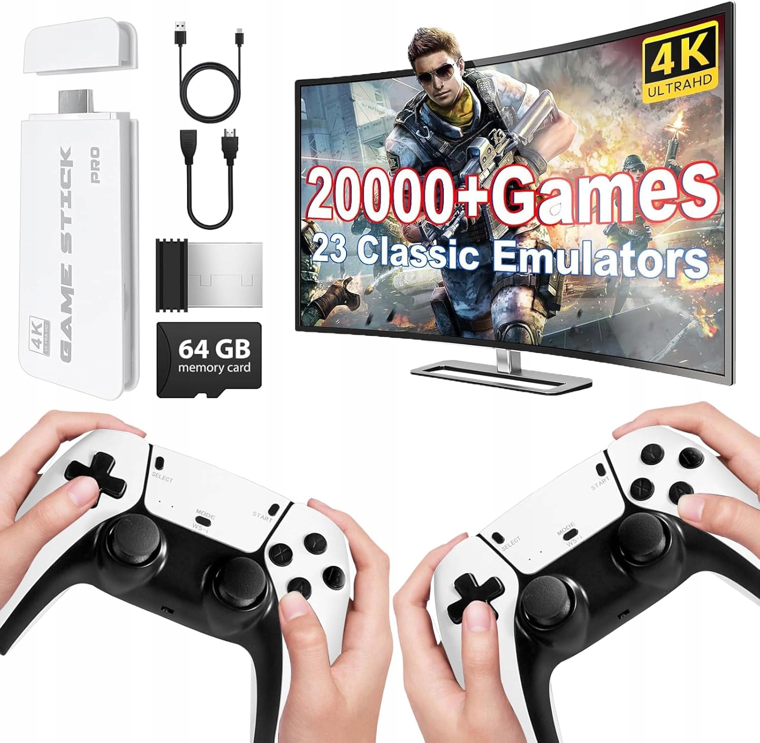 Gra Telewizyjna Retro 4K Hd Mini Konsola Bezprzewodowa Tv 2PADY 20000+ Gier