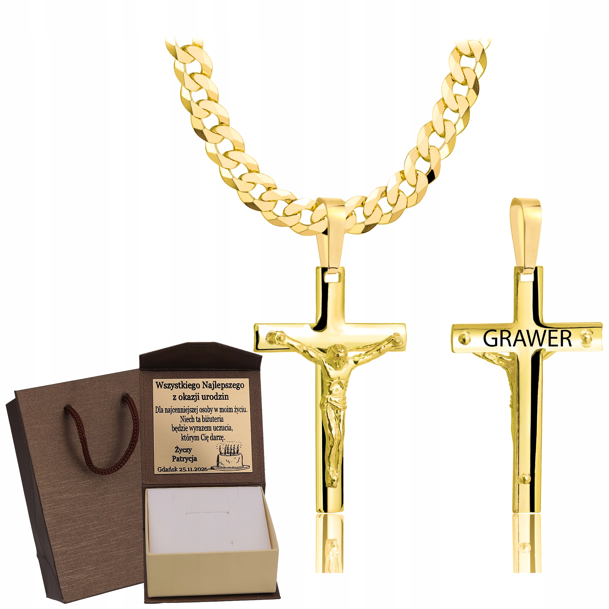 Zlatý Plný Řetízek Pánský Pancr S Křížkem Ryzost 925 585 Gravírování Bonus