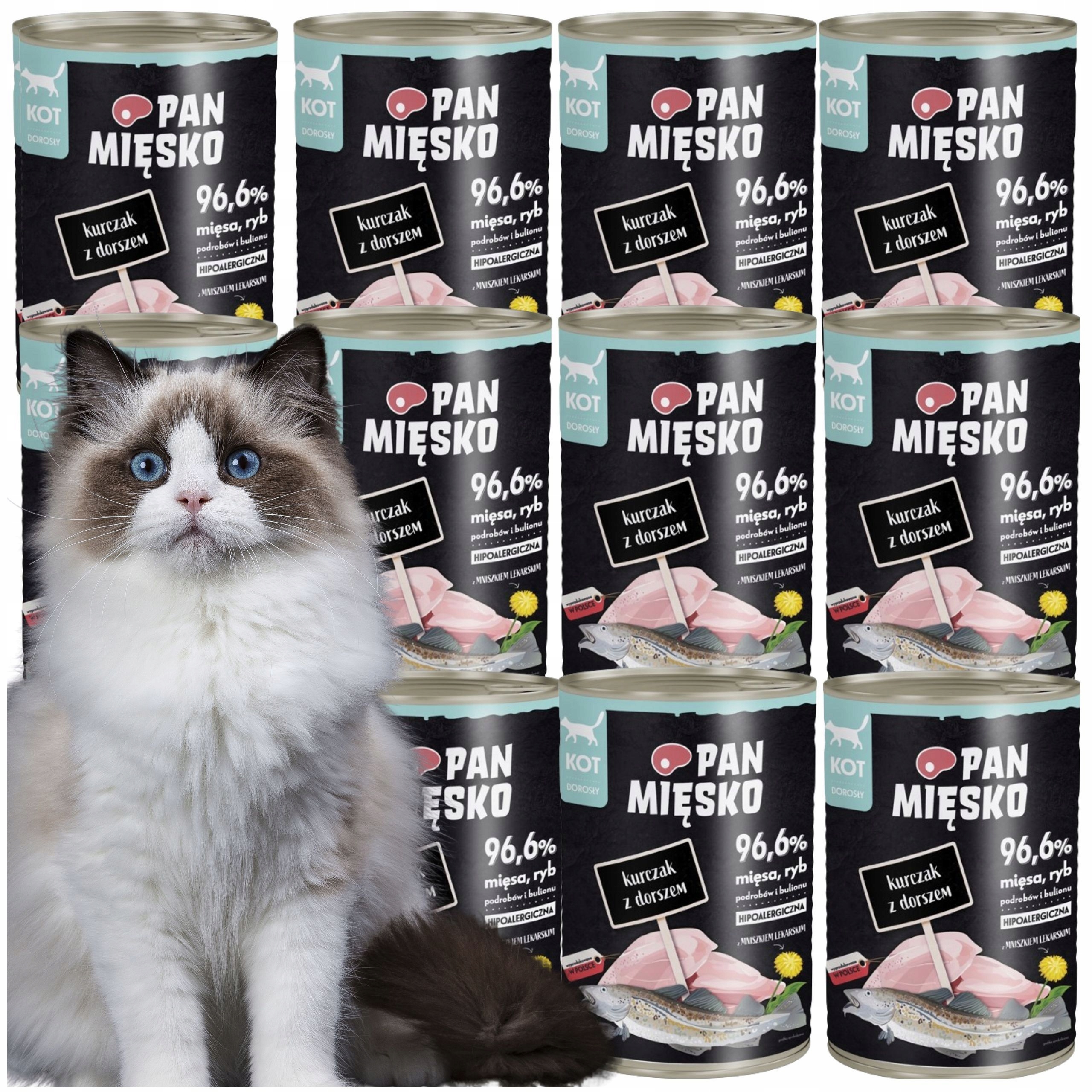 Levně Krmivo mokré pro kočky Kuřecí příčesek Pan Mięsko Hypoalergenní 400 g přírodní