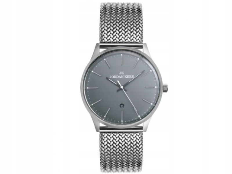 Stříbrné hodinky pro muže na náramku typu mesh z oceli s klasickým vzorem