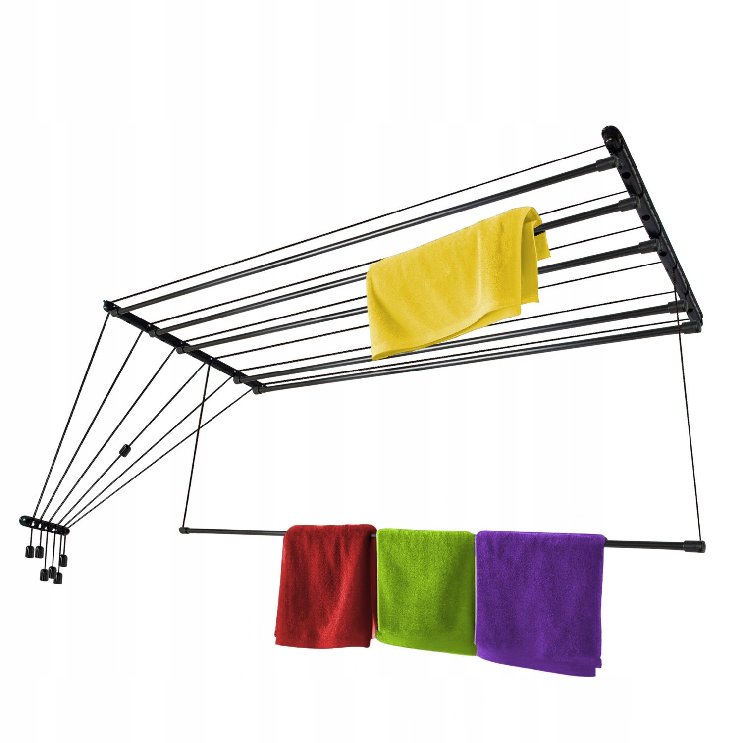 Sušák Na Prádlo 140 cm 6 Stropních Tyčí Na Oblečení Koupelnové Prádlo