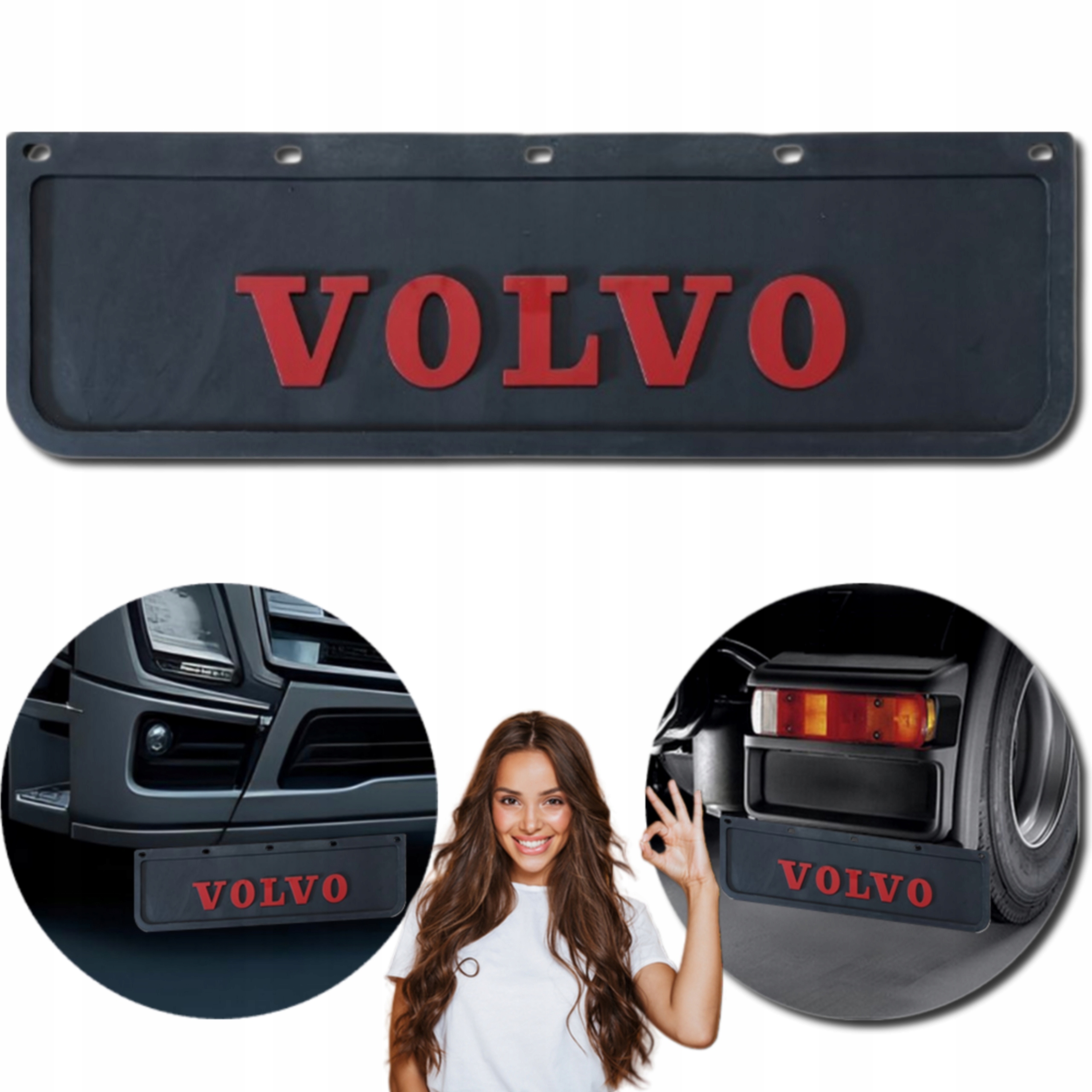 Chlapacz Fartuch Tłoczony Osłona błotna do Volvo Czarny-Czerwony 60x18cm