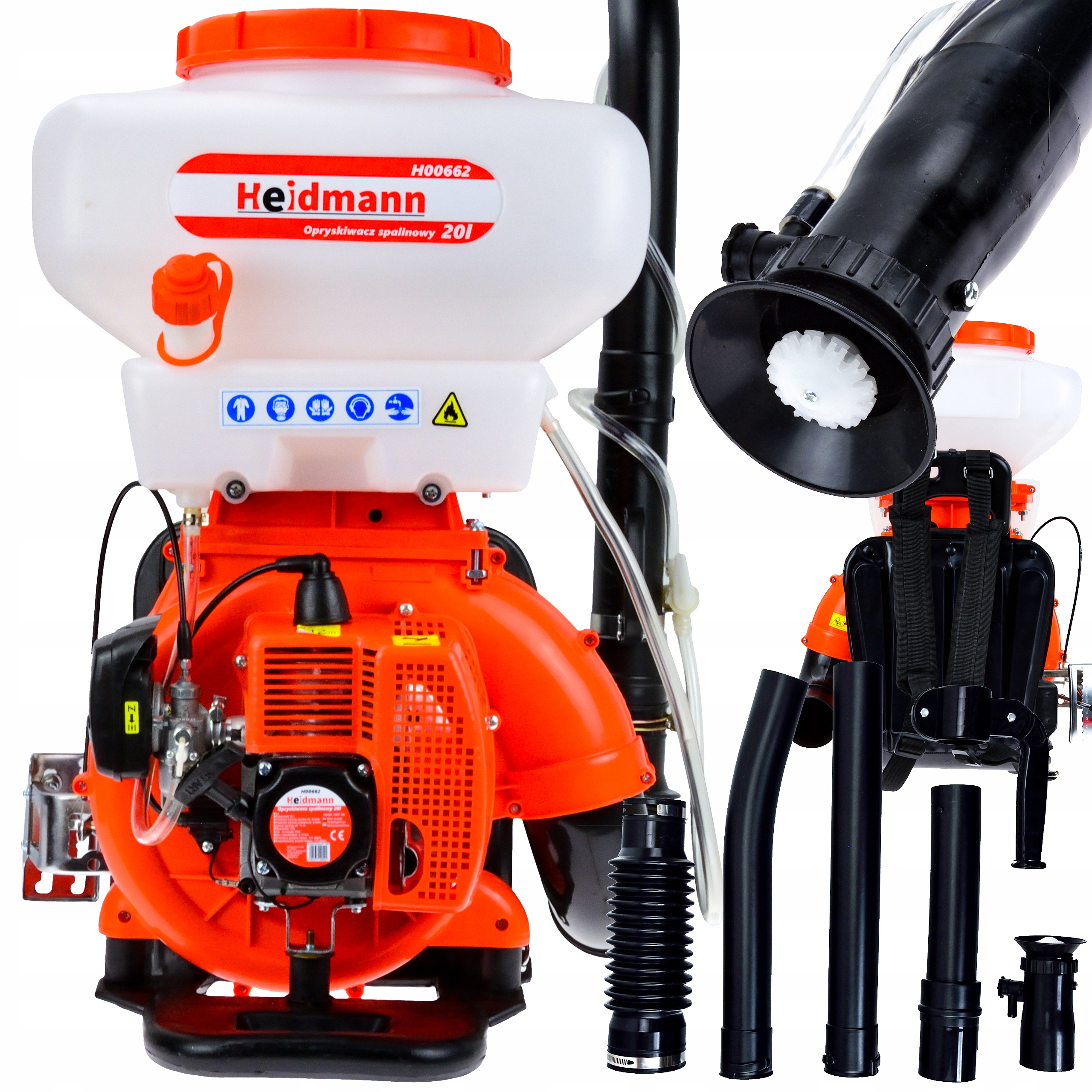 Opryskiwacz Spalinowy Plecakowy Ogrodowy Dmuchawa 20L Mocny 2kW Heidmann