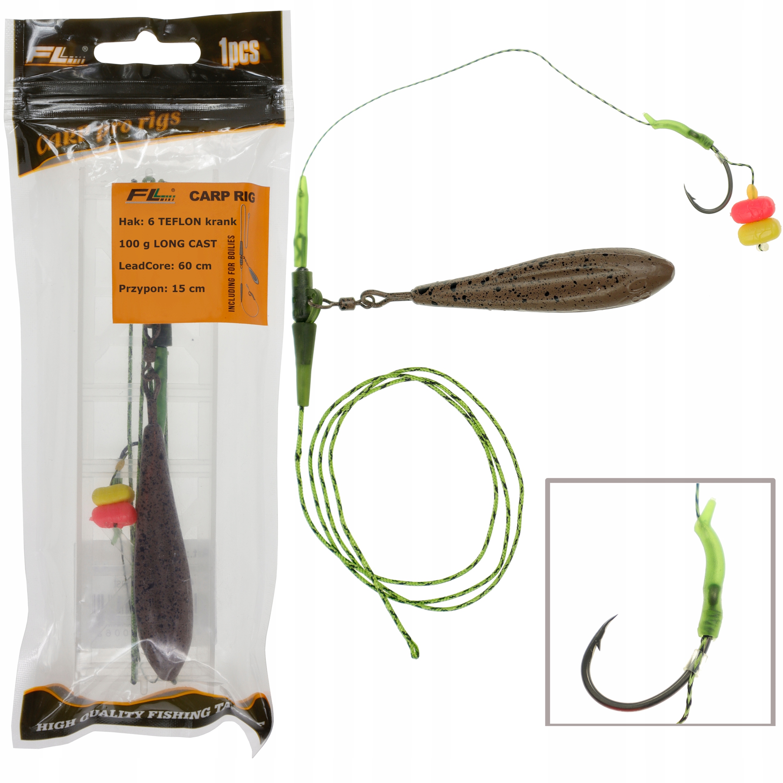 

Przypon karpiowy Leadcore ciężarek 100 g haczyk 6