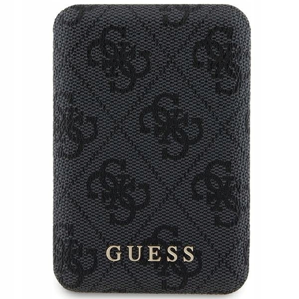 Guess Powerbank indukcyjny 5000mAh 4G Leather MagSafe Czarny