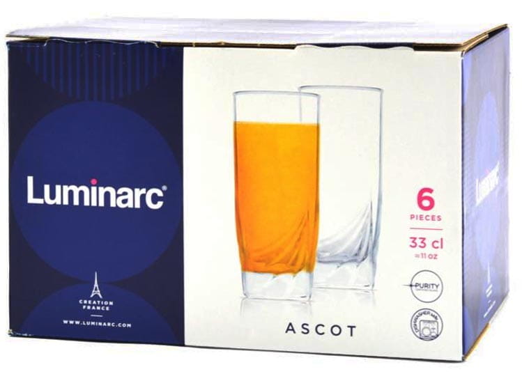 SZKLANKI NA NAPOJE wysokie 6 x 330 ml LUMINARC Linia ASCOT wysokie luminarc