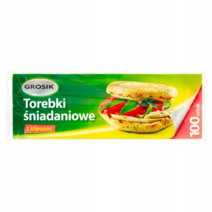 

Torebki woreczki śniadaniowe z klipsami Grosik 100