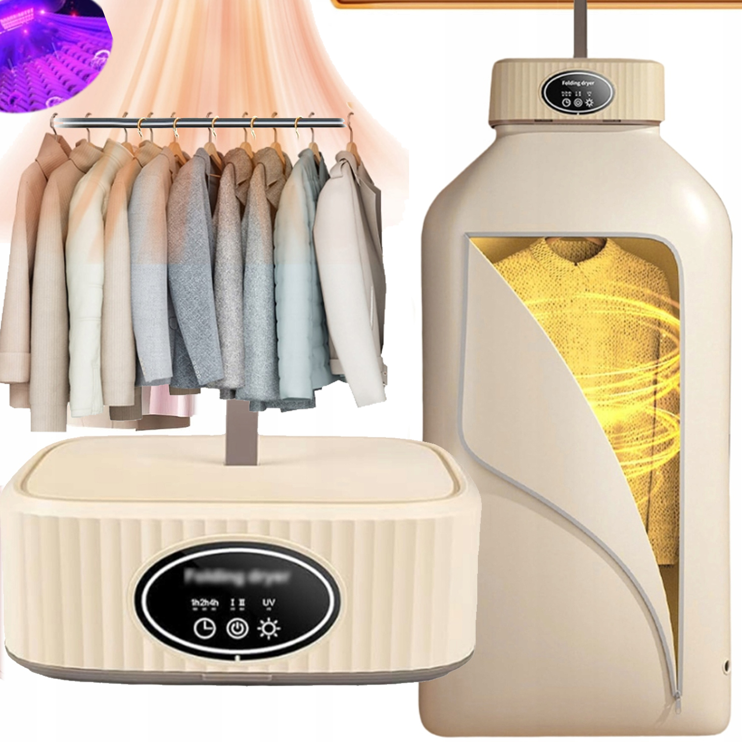 Levně 600W Elektrický Sušák Na Prádlo S Inteligentní Sterilizací, Skládací A S Časovačem