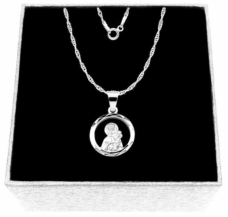 Naszyjnik łańcuszek medalik Matka Boska srebro 925 45cm Eve W43