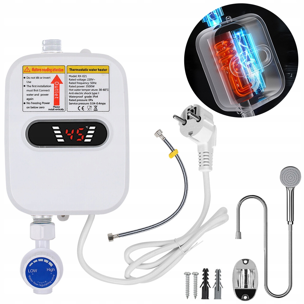 Elektrický Okamžitý Ohřívač Vody Do Sprchy 3500 W