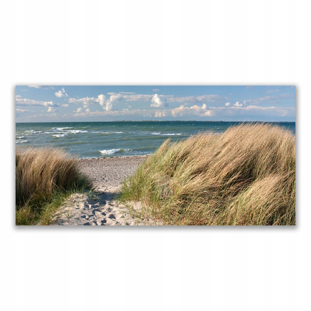 

Fotoobraz akryl 140x70 Plaża Morze Trawa Krajobraz