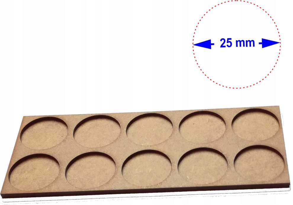 Movement Tray 25 mm 2x5x25 HDF/MDF / Mod Trays 1 szt.