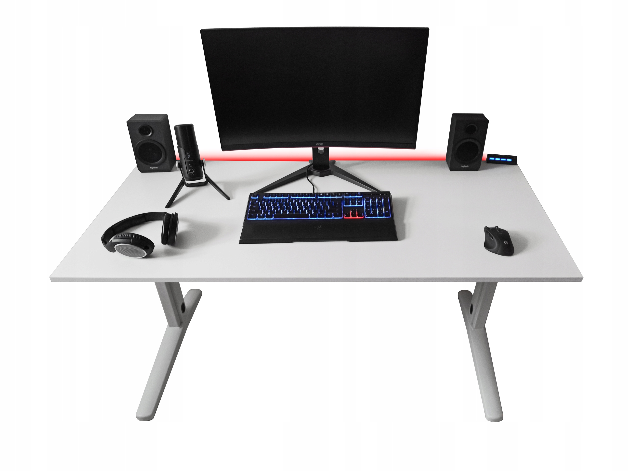 BIURKO GAMINGOWE KOMPUTEROWE DLA GRACZY LED + HUB Marka Zdesk