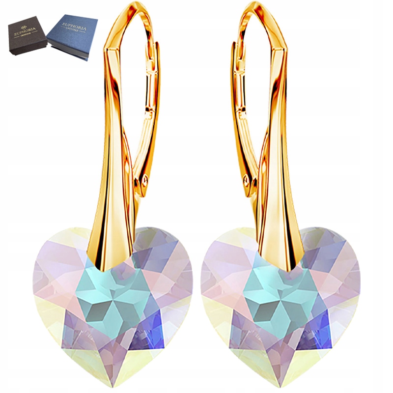 Náušnice Zlaté Stříbro 925 Závěsné jako Dárek Srdce Dlouhé Pozlacené Krásné