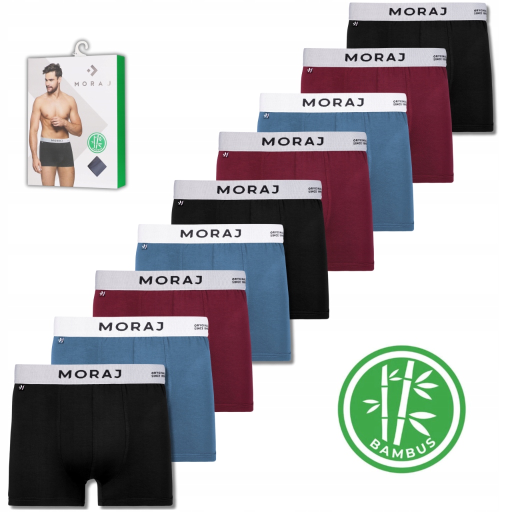 Pánské bambusové boxerky Přiléhavé Slipy pro muže 9-PAK Moraj M