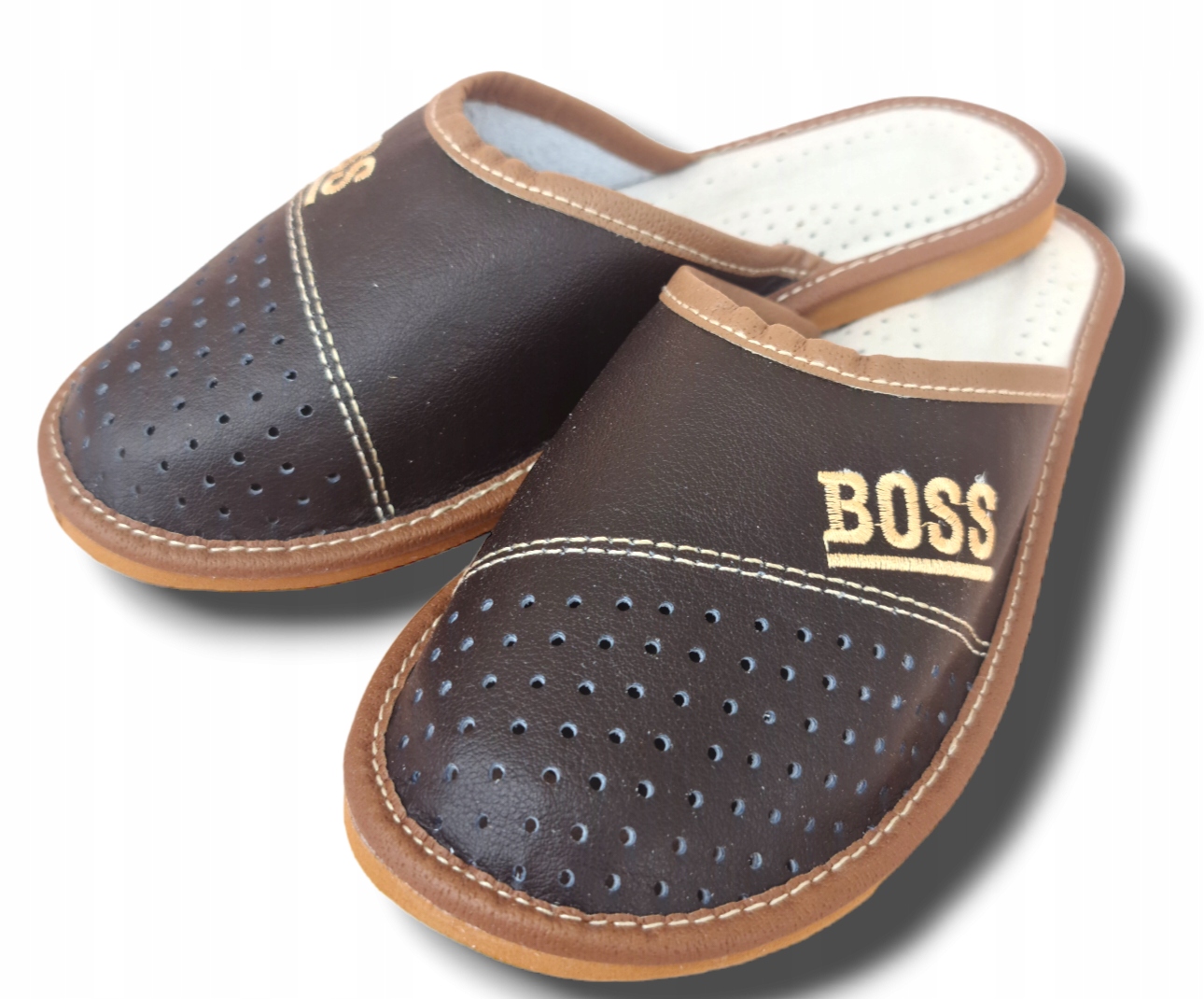 Pantofle Klapki Męskie Skórzane Rozmiar 40 Wsuwane Brązowe Rozmiary 40-46