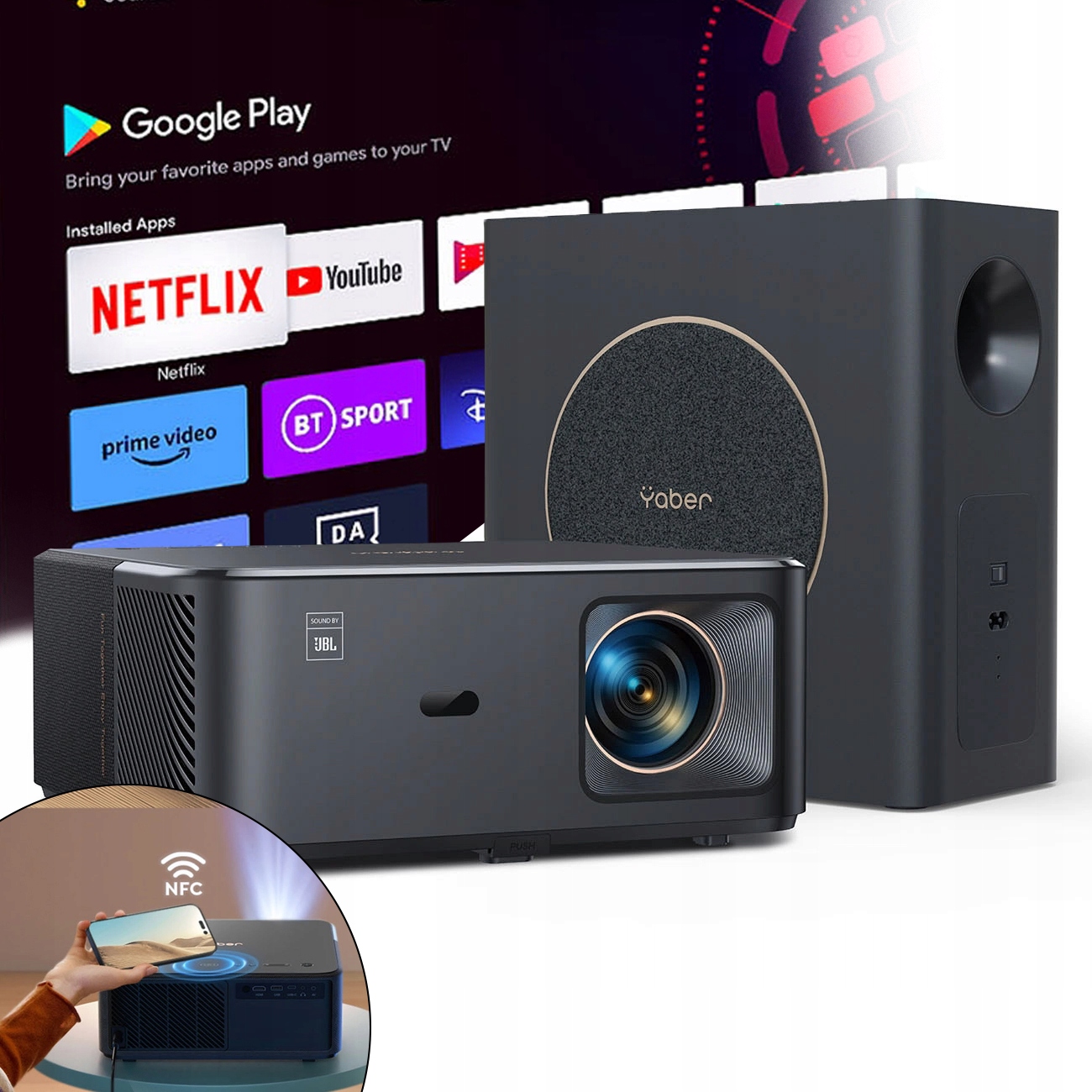 Kinový Projektor Bt LCD WIFI6 1080p 800 Ansi Yaber K2s Pro Subwoofer Jbl