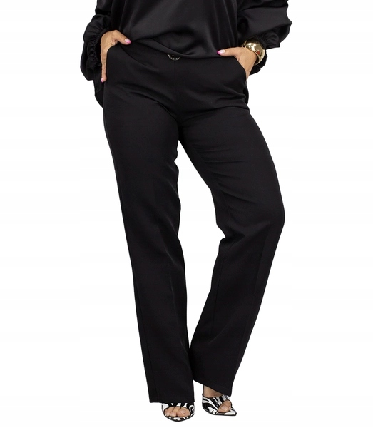 Elegantní kantové kalhoty s nášivkou Agrafka 46