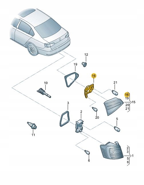 WKLAD OPRAWA LAMPY VW Jetta wew prawa
