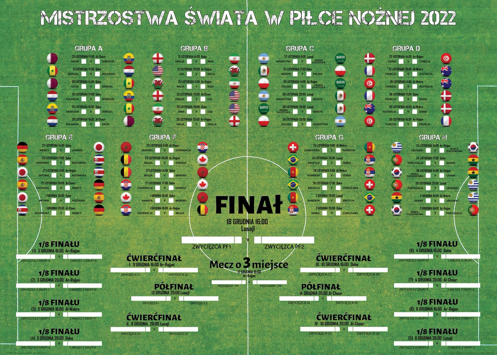 Terminarz mistrzostw świata 70x50 B2 Katar 2022