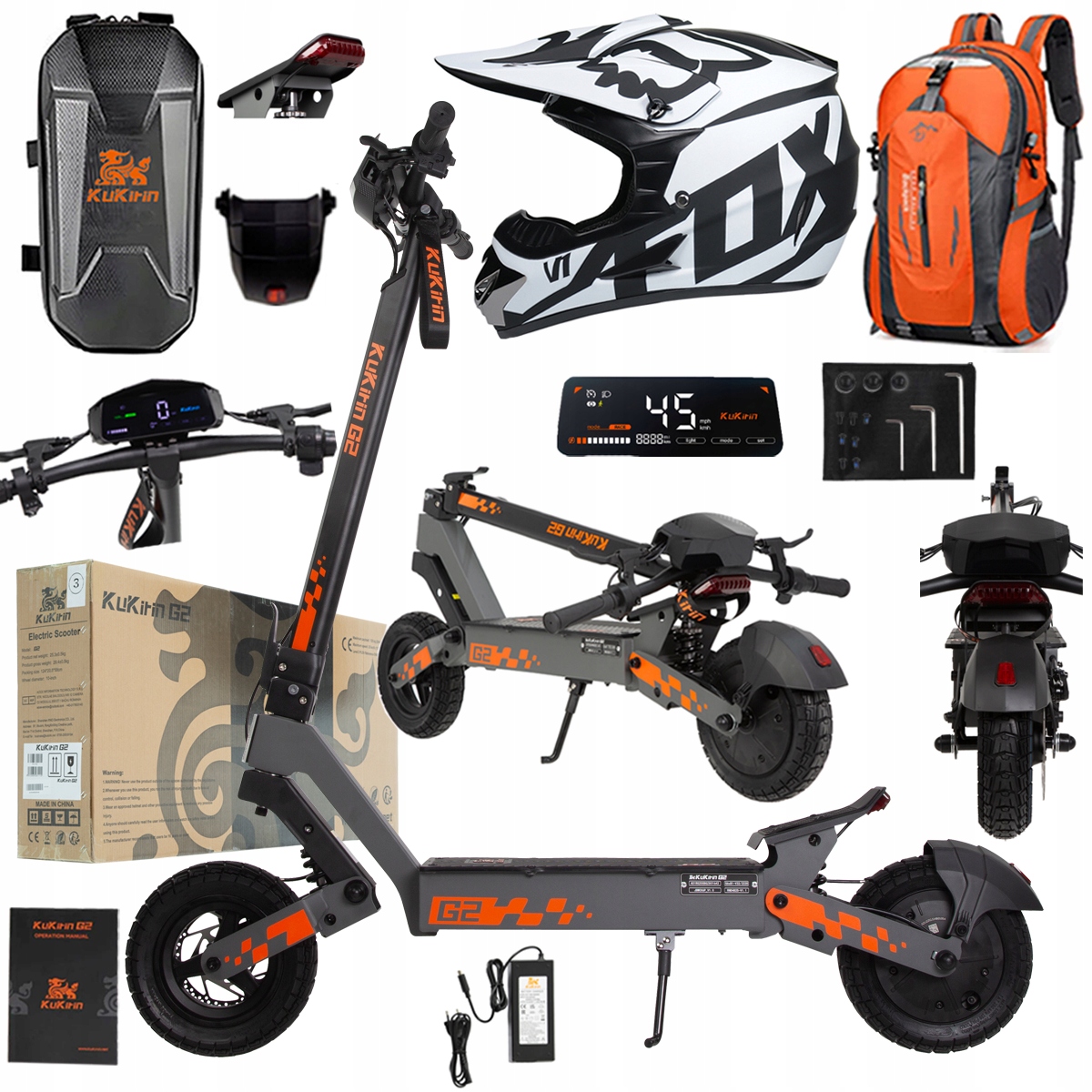 Kukirin G2 2026 Nové skládací elektrické vozidlo 1200W 45KM/H 15Ah 48V 10"