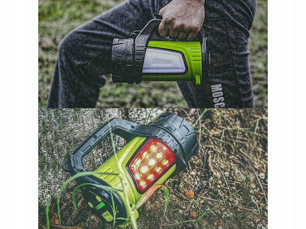 LATARKA AKUMULATOROWA LED SZPERACZ MOCNA POWERBANK REFLEKTOR PASEK NA RAMIĘ Zasilanie akumulatorowe