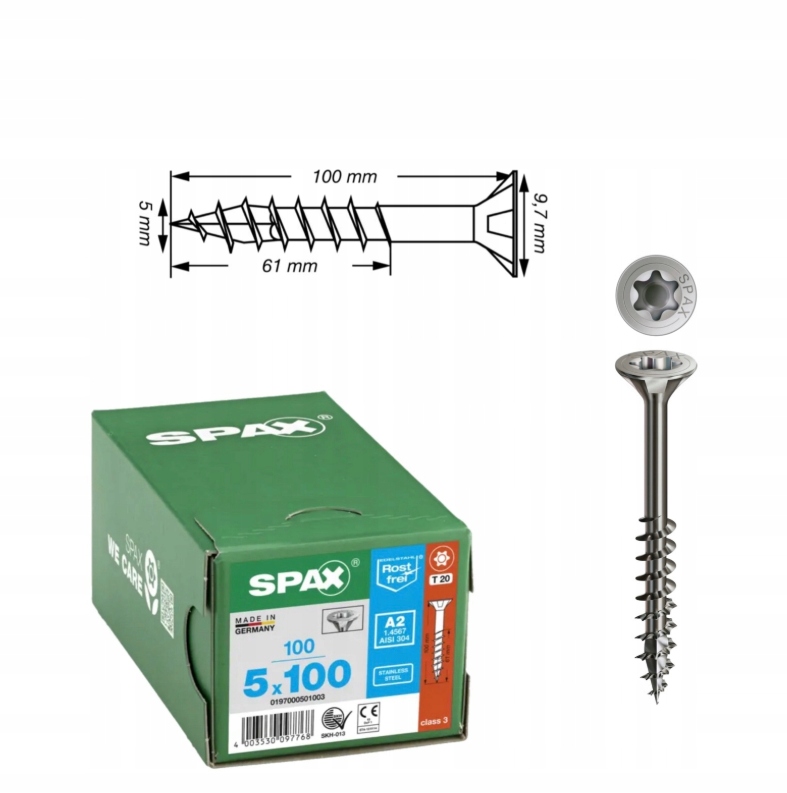 Univerzální vrut do dřeva spax 5 x 100 A2 Txtg 100 ks