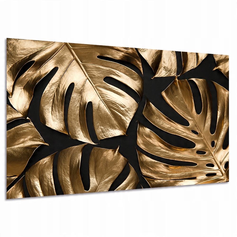 

Obraz Liście 3 gold 120x80 monstera do salonu