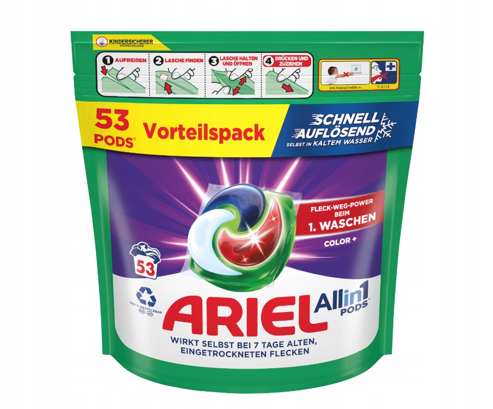 Ariel ALLin1 Kapsle na barevné prádlo 53ks