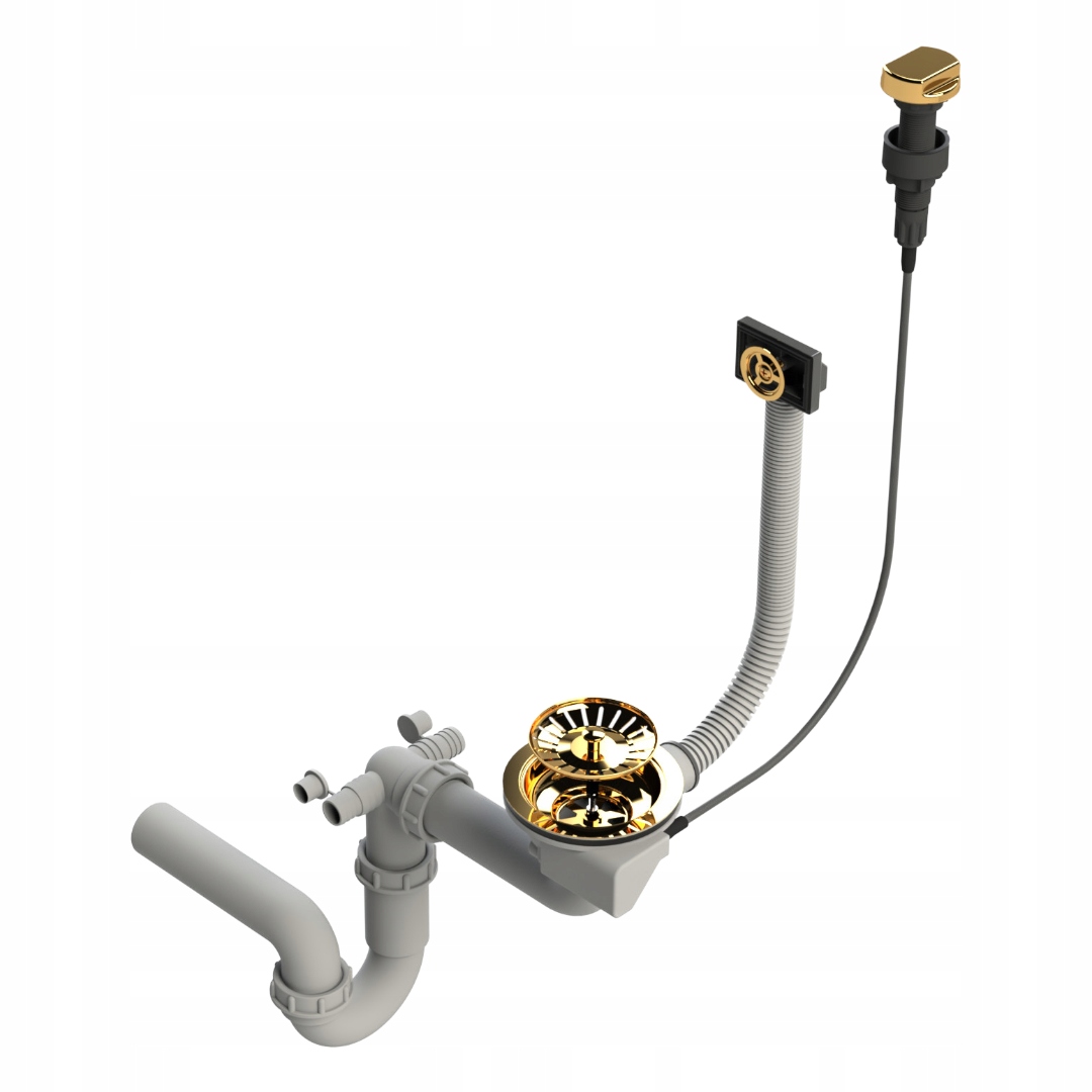 Sifon pro jednokomorový dřez s myčkou nádobí a Automatickým Přepadem Zlatý