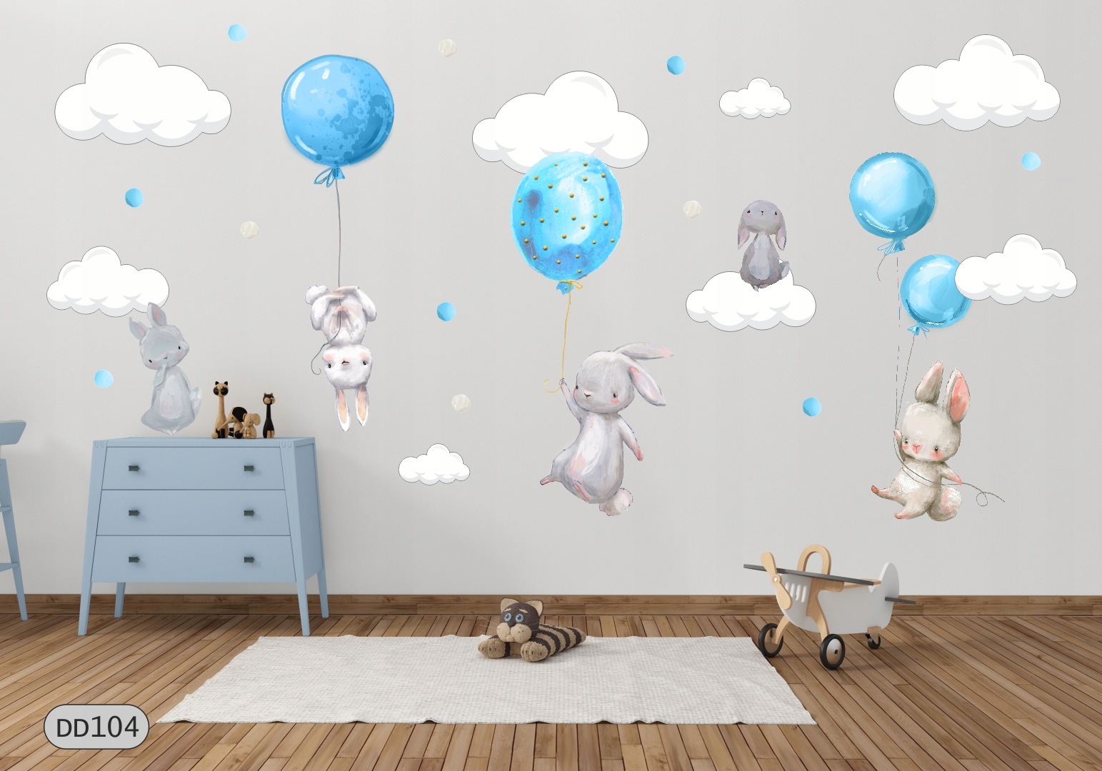 KRÓLIKI GROSZKI BALONY NAKLEJKI NA ŚCIANĘ 180x100 Marka inna