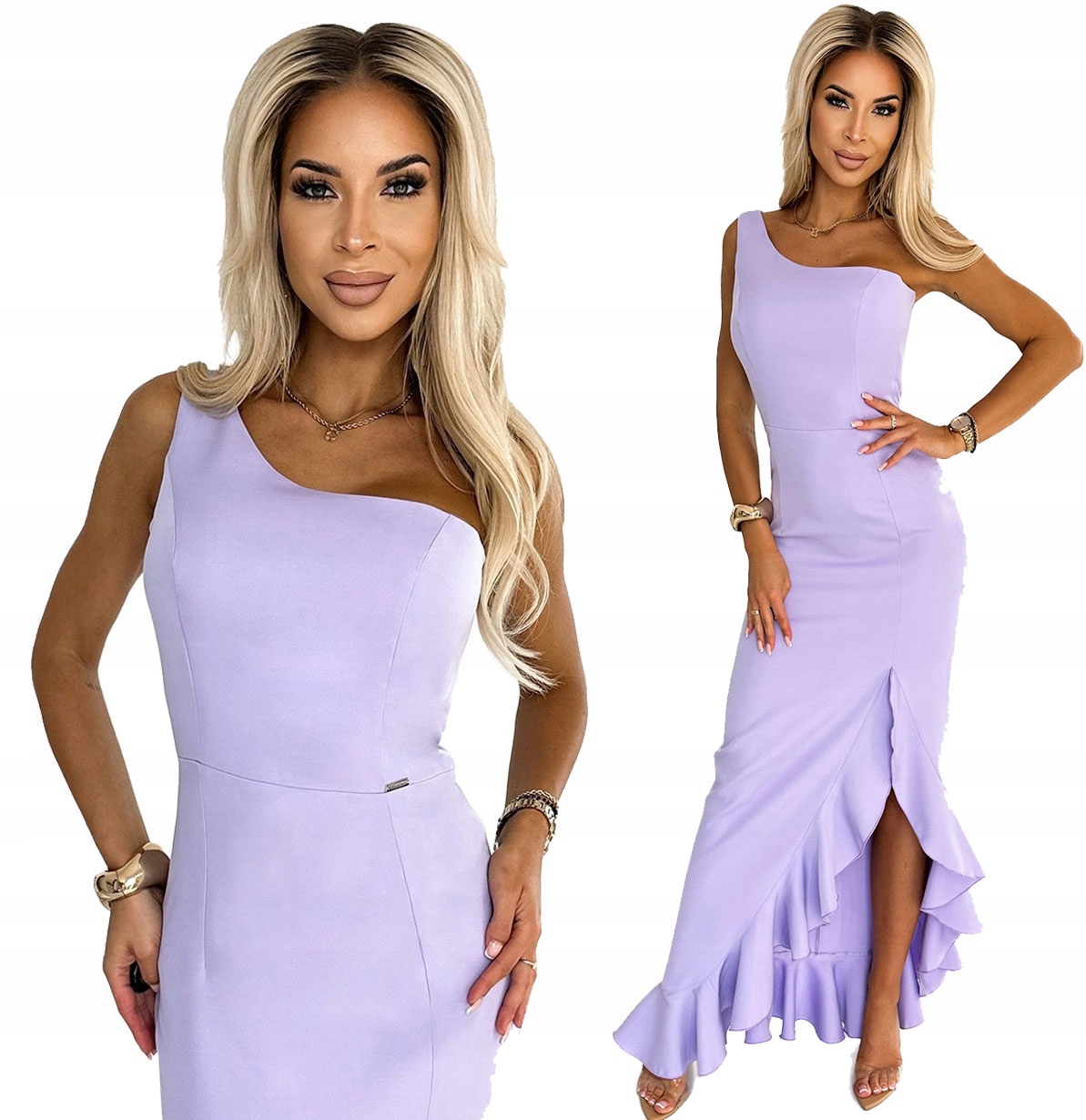 Krásné Šaty Na Jedno Rameno Na Ples Svatební Hostina Levandulová L