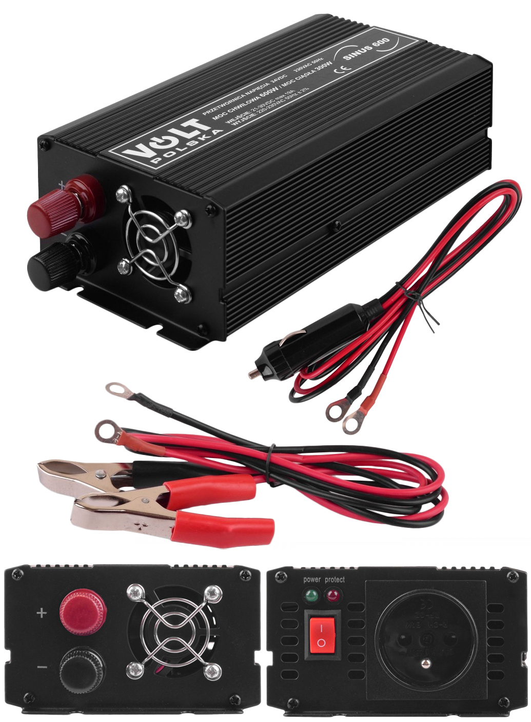 Przetwornica Do Tira 24V 230V 300W/600W Volt Pełny Sinus Usb Silniki Pompy