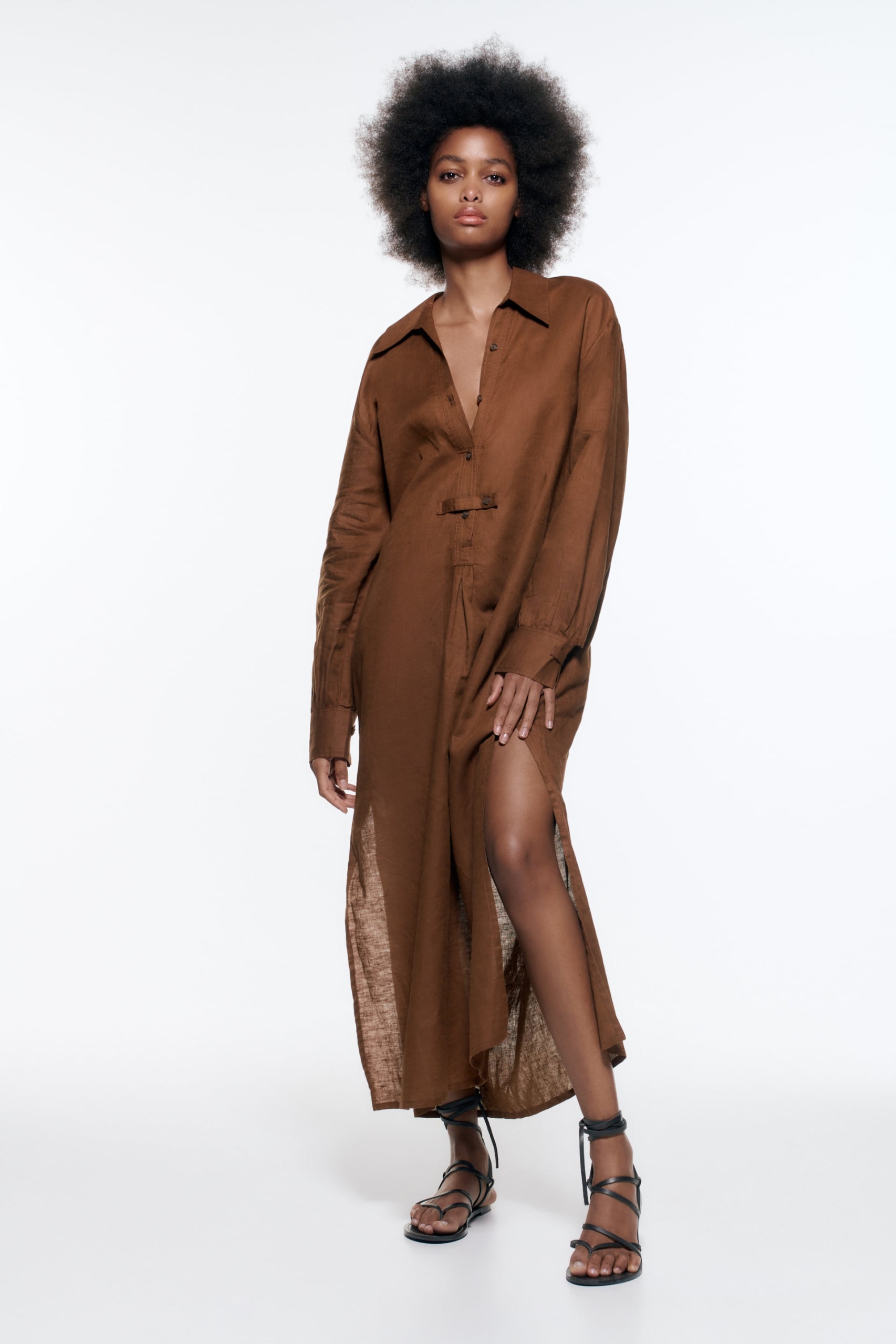 Zara lniana sukienka o kroju tuniki XS - 12531013548 - oficjalne