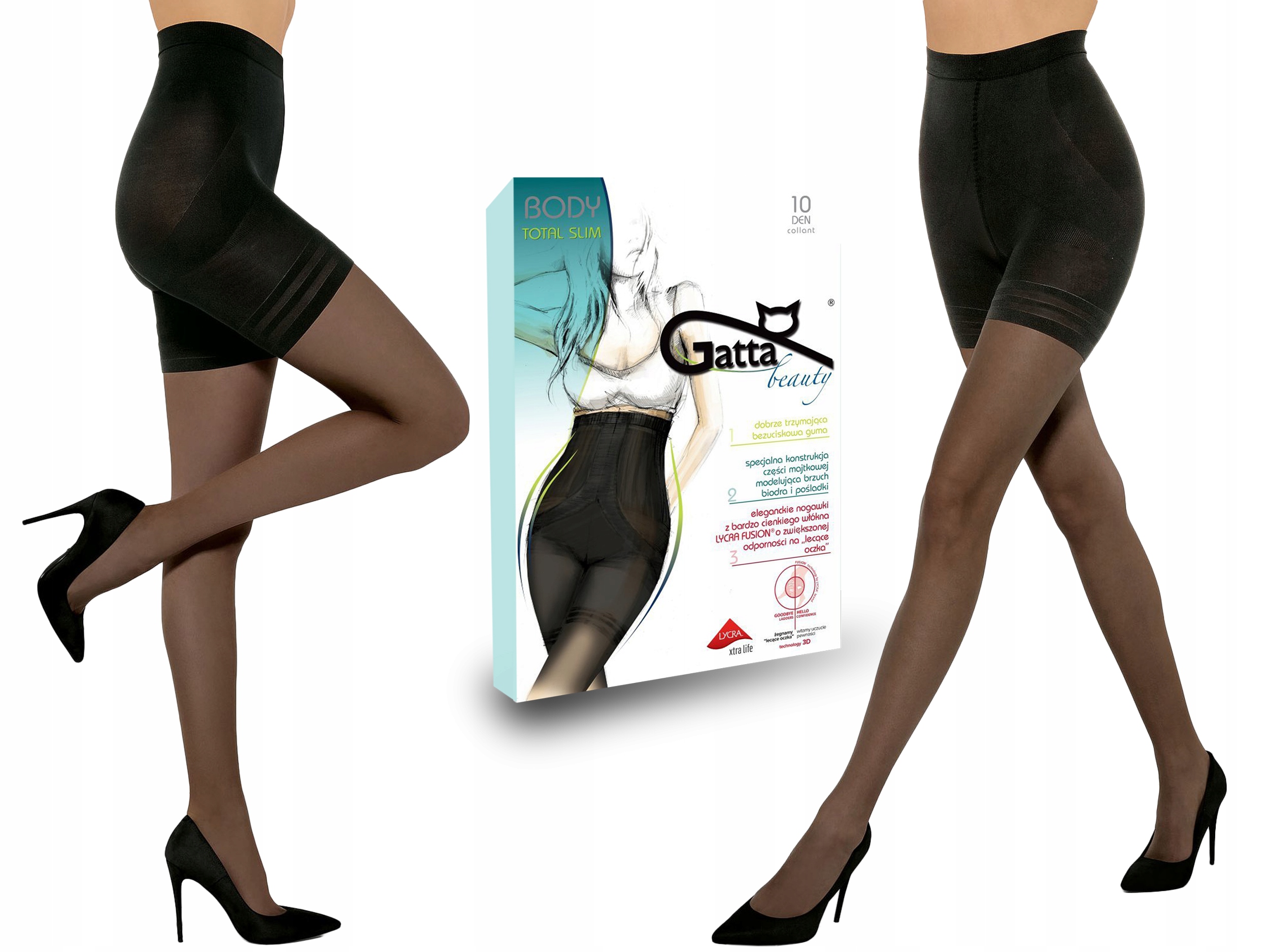 

Gatta rajstopy Body Total Slim, 10 den, nero, 2-S