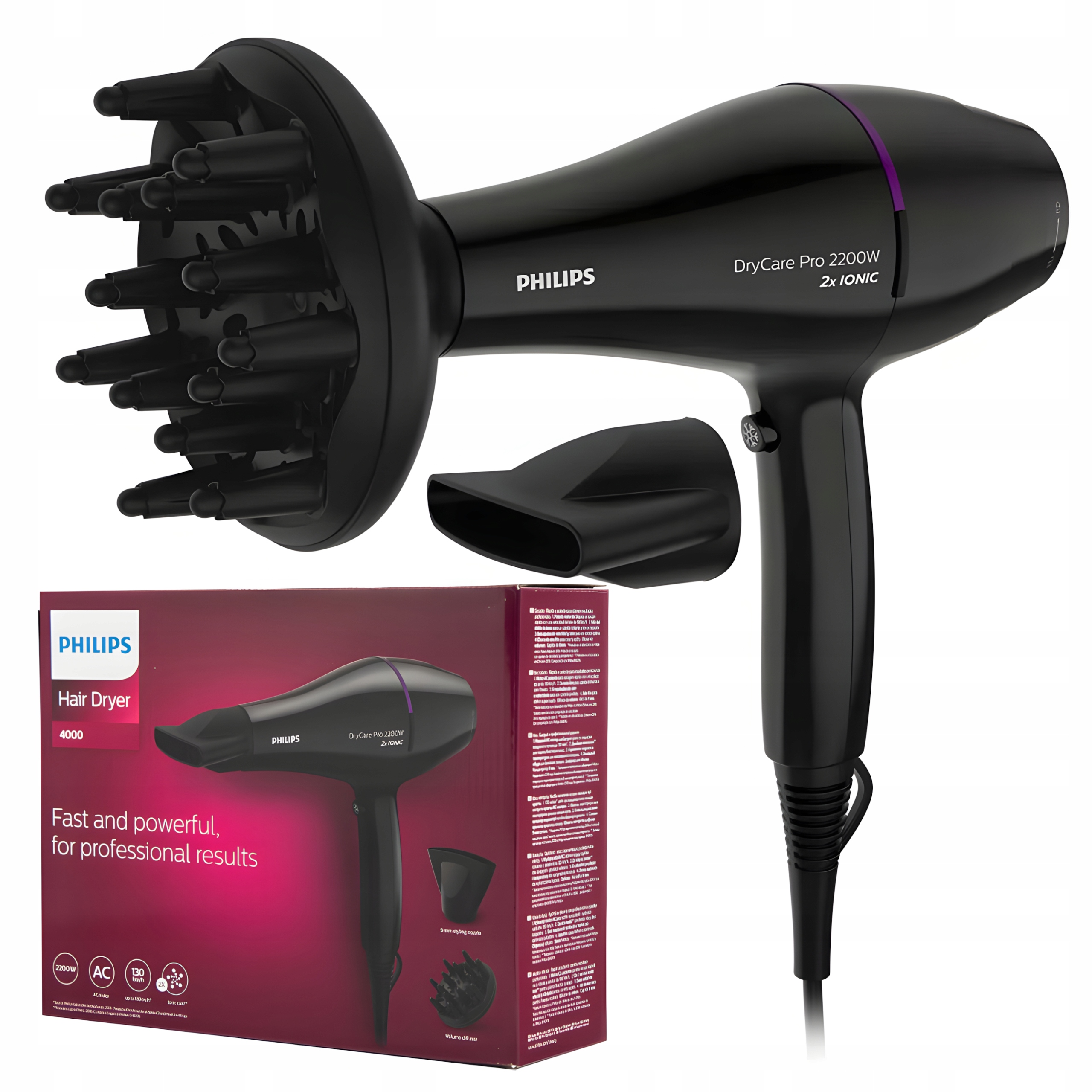 Suszarka do Włosów Philips BHD274/00 2200W Dyfuzor Podwójna Jonizacja