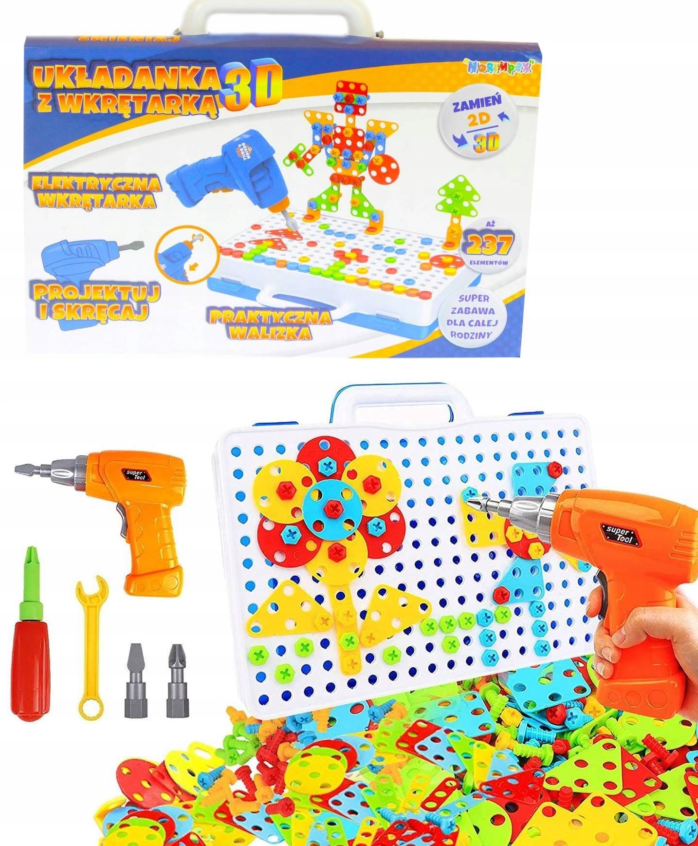 

Układanka Puzzle Klocki Wkrętarka 237el Edukacyjna