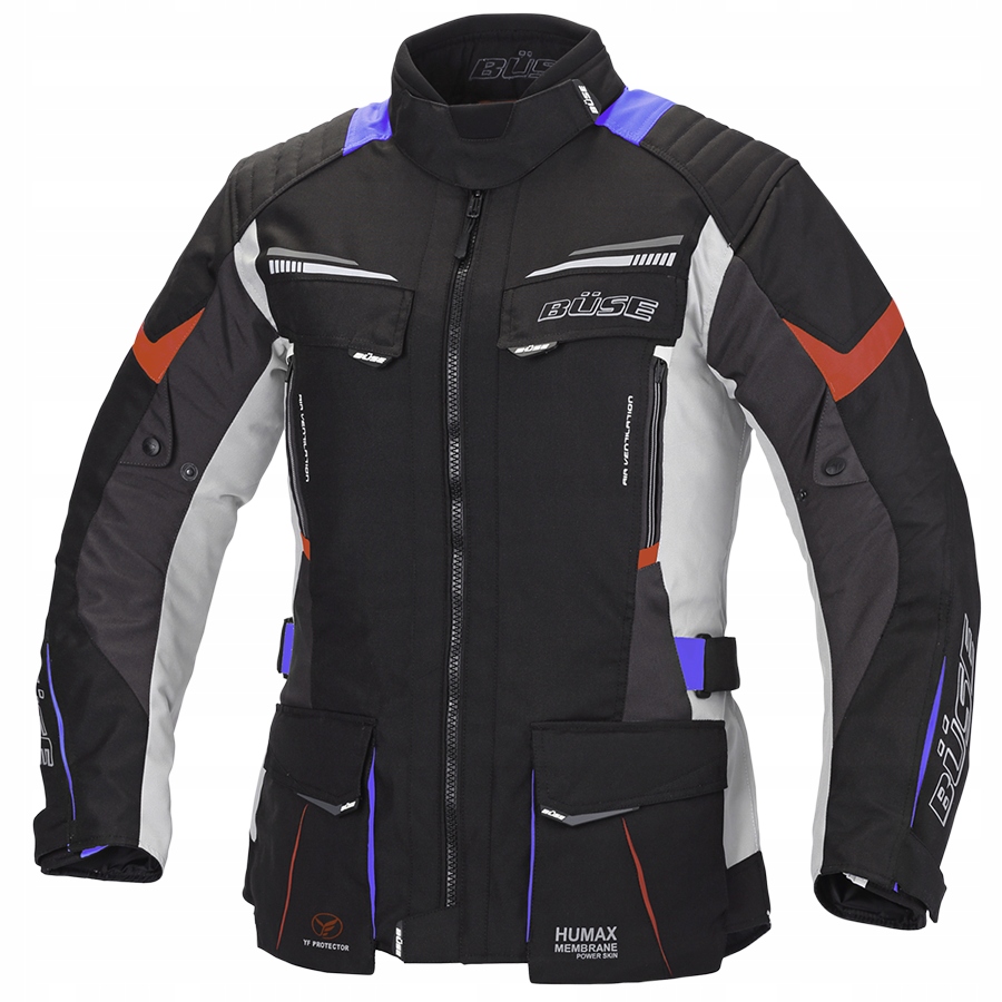 Dámska motocyklová bunda Buse Lago Pro šedá/modrá/červená 42
