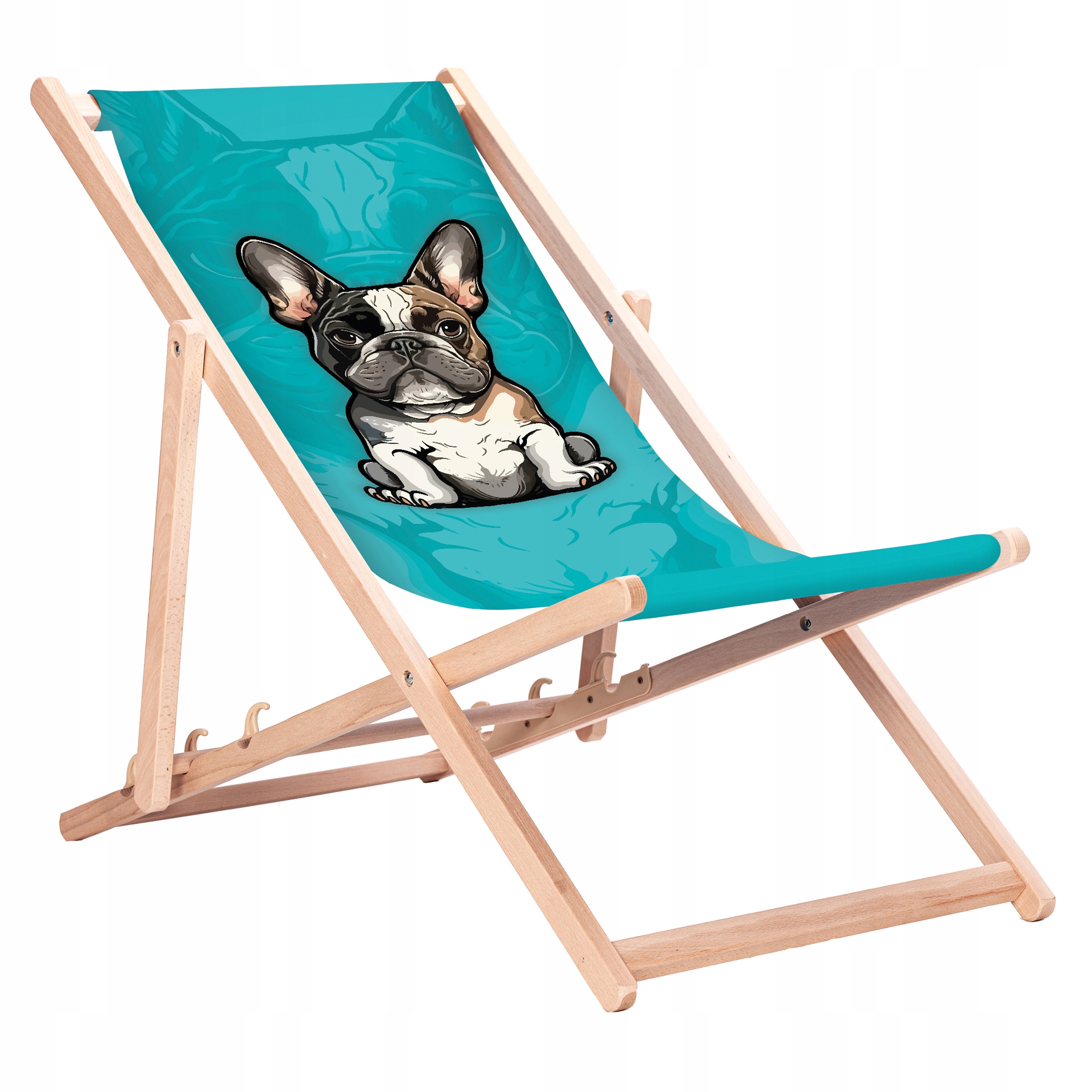 Leżak drewniany z nadrukiem Buldog KN63