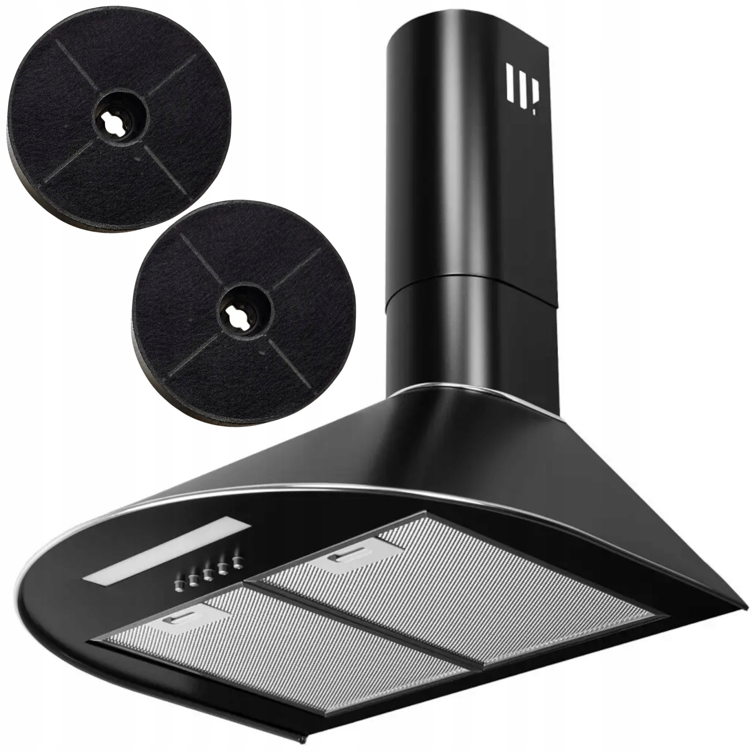 Okap Kuchenny Kominowy Maan Czarny Led 50 cm Cichy Filtr Węglowy