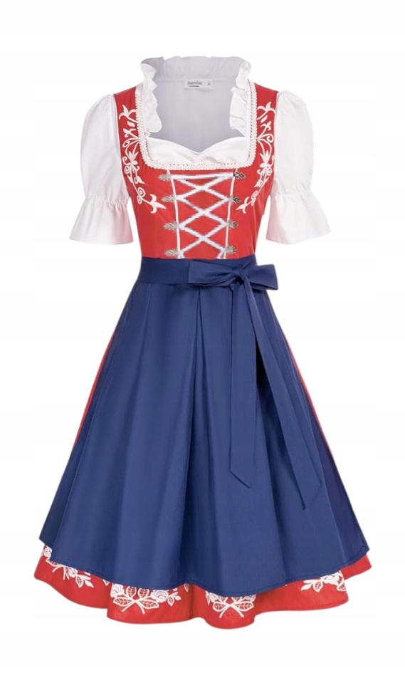 Jasambac Šaty Dirndl 3-dílná Oktoberfest bavorská, tmavě modrá, folklórní