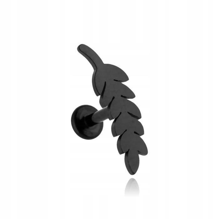 

Kolczyk do uszu labret czarny listek helix lewy