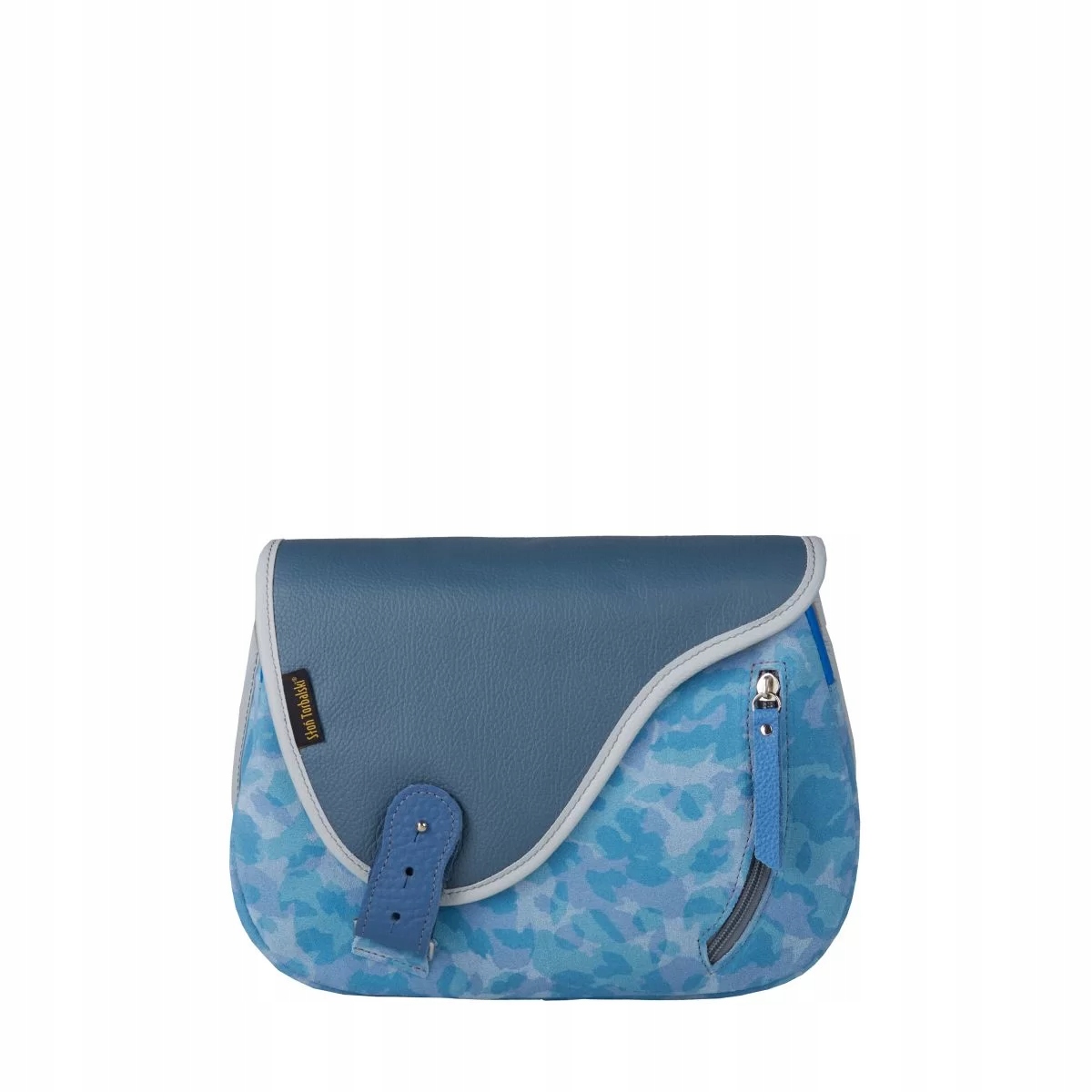 Dámská kožená kabelka střední velikosti Stylová modrá Słoń Torbalski