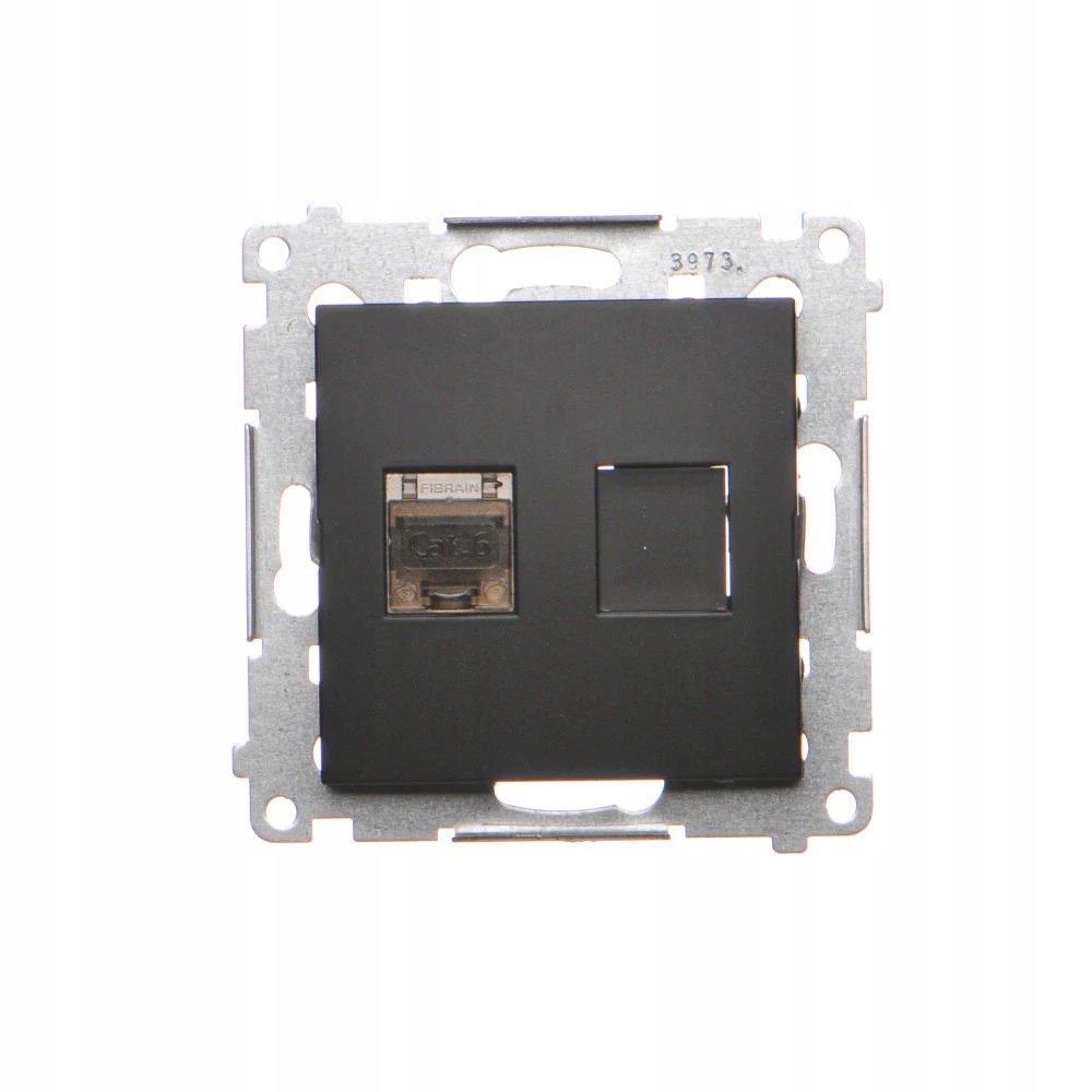 Gniazdo komputerowe pojedyncze kat. 6 ekranowane Czarny mat Simon 54