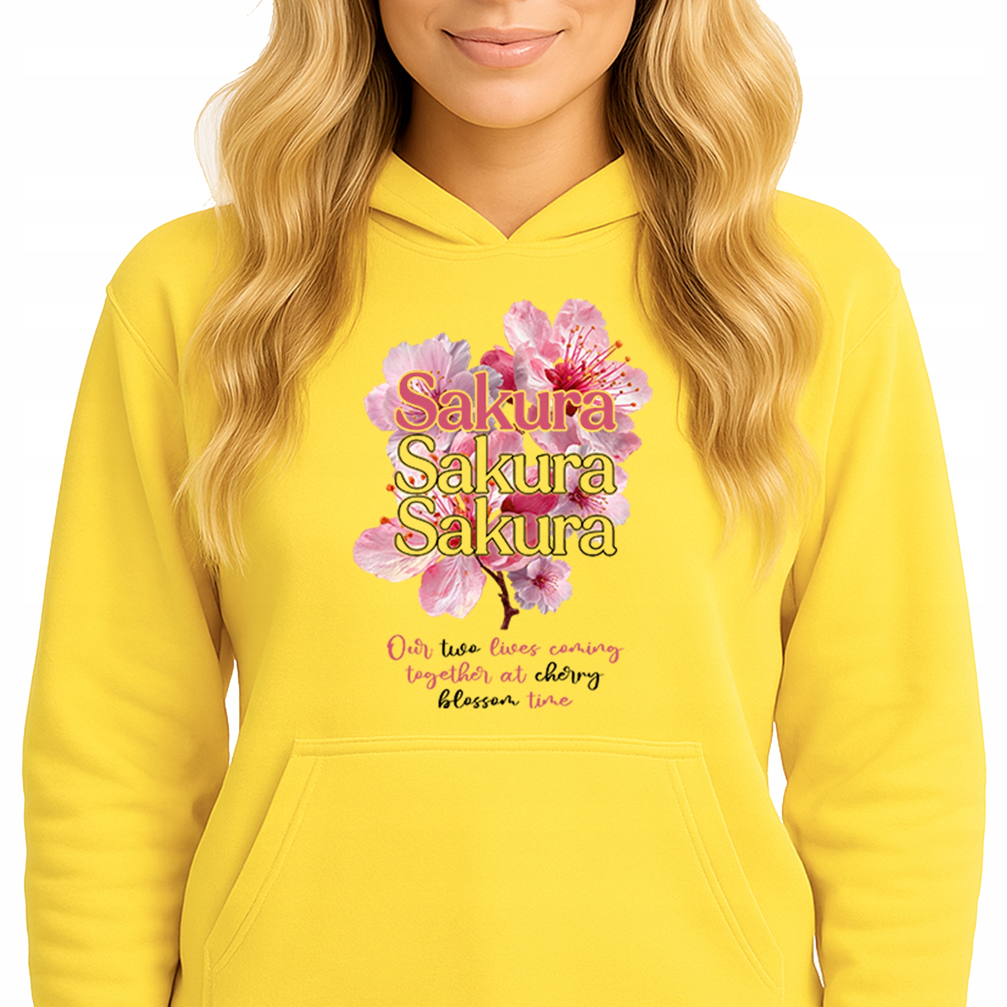 Mikina S Kapucí Hoodie Sun Yellow Bavlněná Módní Sakura Vel M